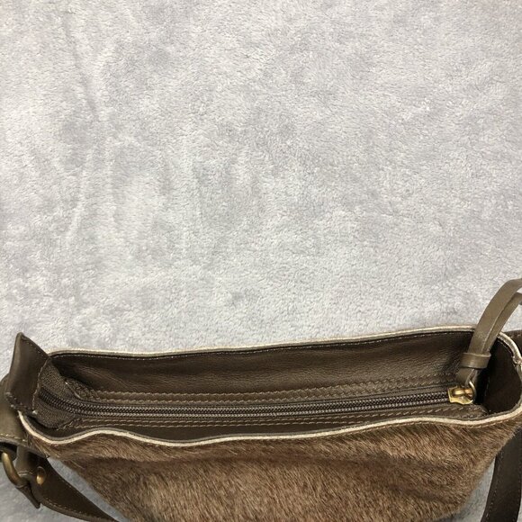 Maurizio Taiuti Genuine Leather Hand Bag Brown Cowhide Hair Cross Body Italian - Picture 10 of 11